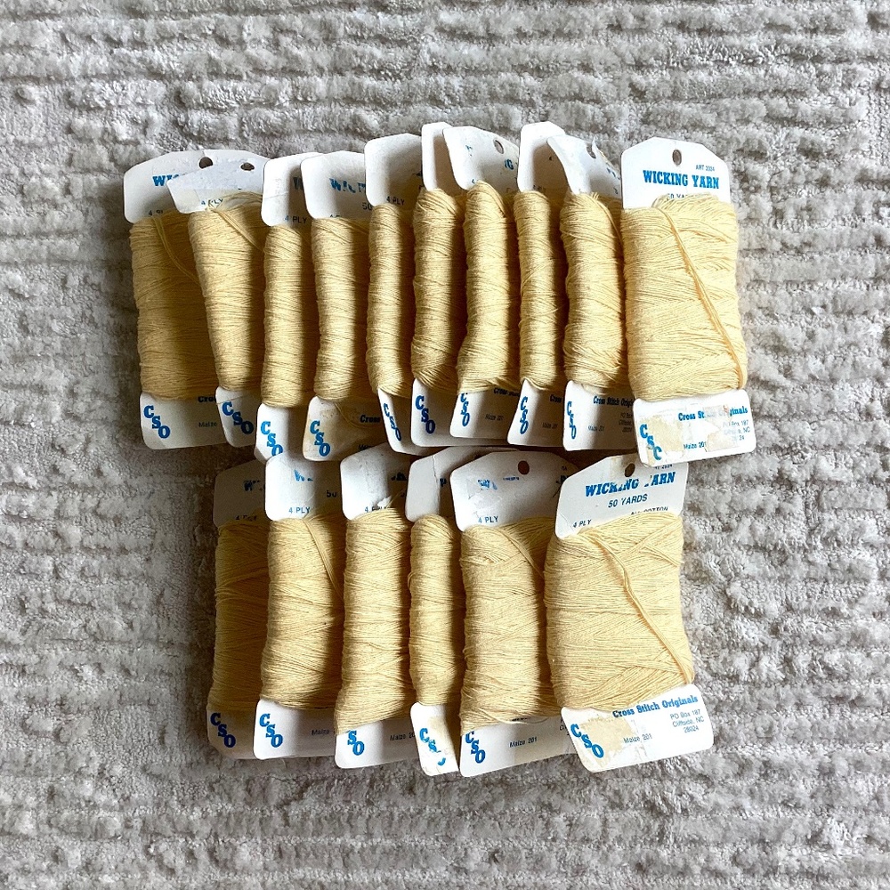 Lot of 16 Vintage Wicking Yarn by Cross Stitch Originals color Maize 201 Yellow